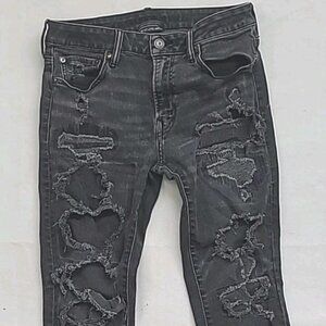 American Eagle Outfitters Jeans Mens 33x32 Black Distressed Skinny